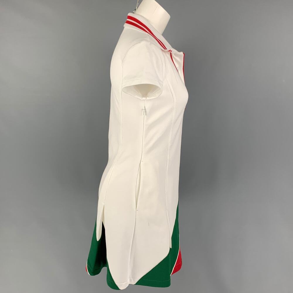GUCCI Size XS White Green Polyamide Blend Web Stripe Mini Dress - Picture 2 of 5